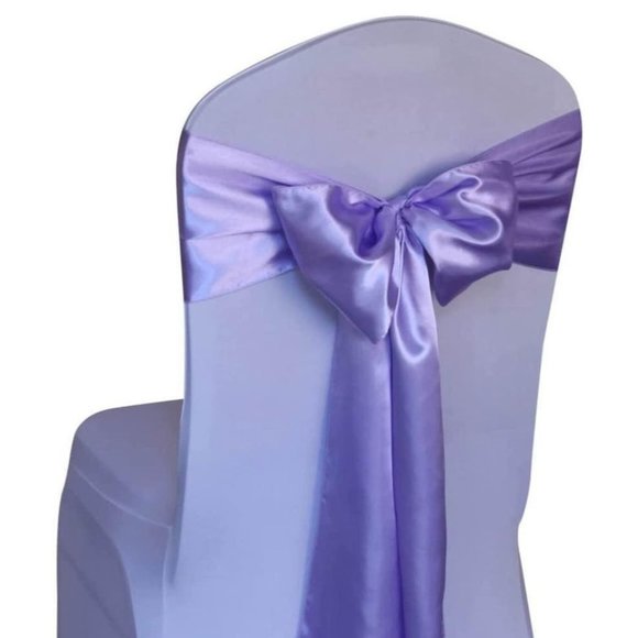 50 count | Lavender Purple Satin Chair Sashes Wedding Party Dining Banquet Bows - Picture 1 of 4